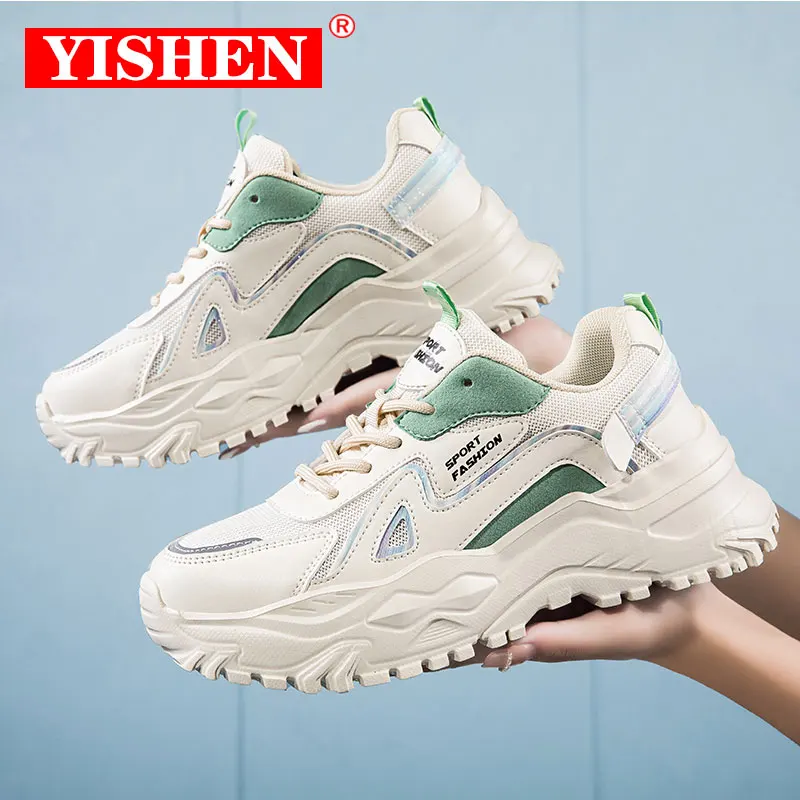 

YISHEN Women's Chunky Sneakers Fashion Breathable Mesh Platform Outdoor Height Increasing Casual Shoes Tenis Zapatillas Gruesas