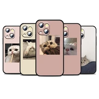 cute cat lovely for apple iphone 13 12 11 pro max mini xs max x xr 6s 6 7 8 plus 5s se2020 soft black phone case