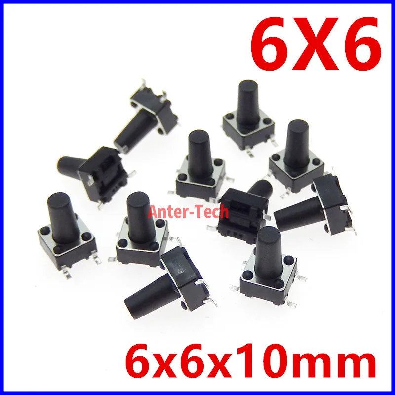 50 шт. SMT 6*6*10 6X6X10 6X6X10 мм 4-контактный патч-переключатель микрокнопочный переключатель Сброс переключатель PCB SMD