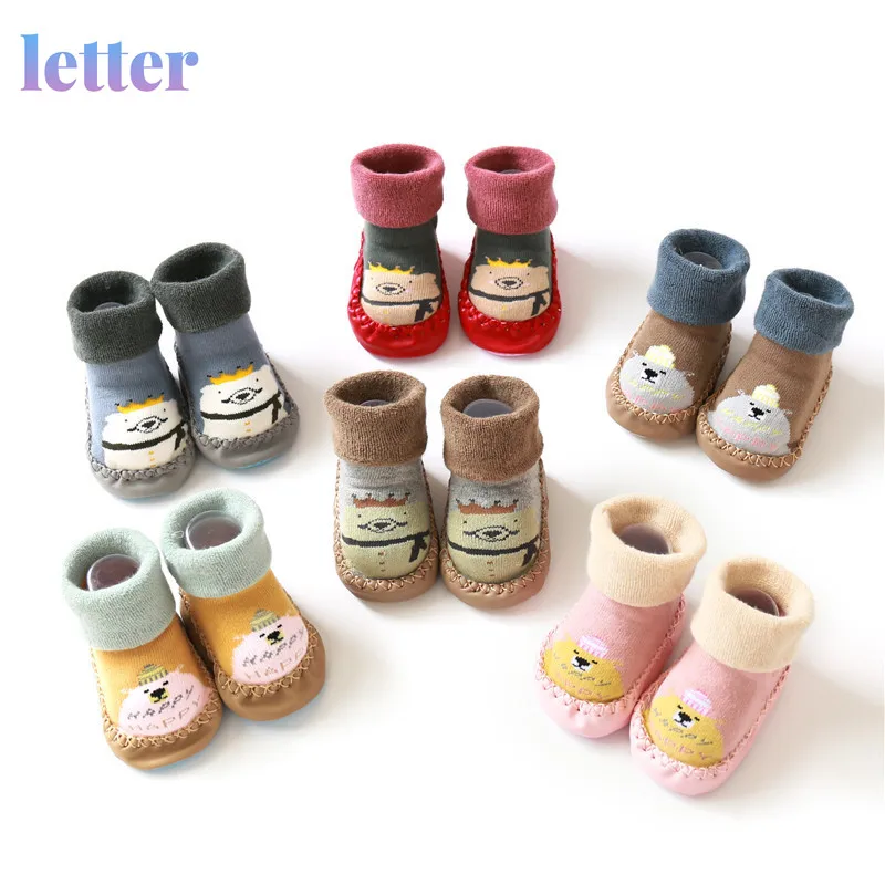 

Wecute Autumn and Winter Baby Socks Thicker Loops for 0-3years Newborn Kids Floor Warm Socks Anti-slip Sole Toddler Footwear
