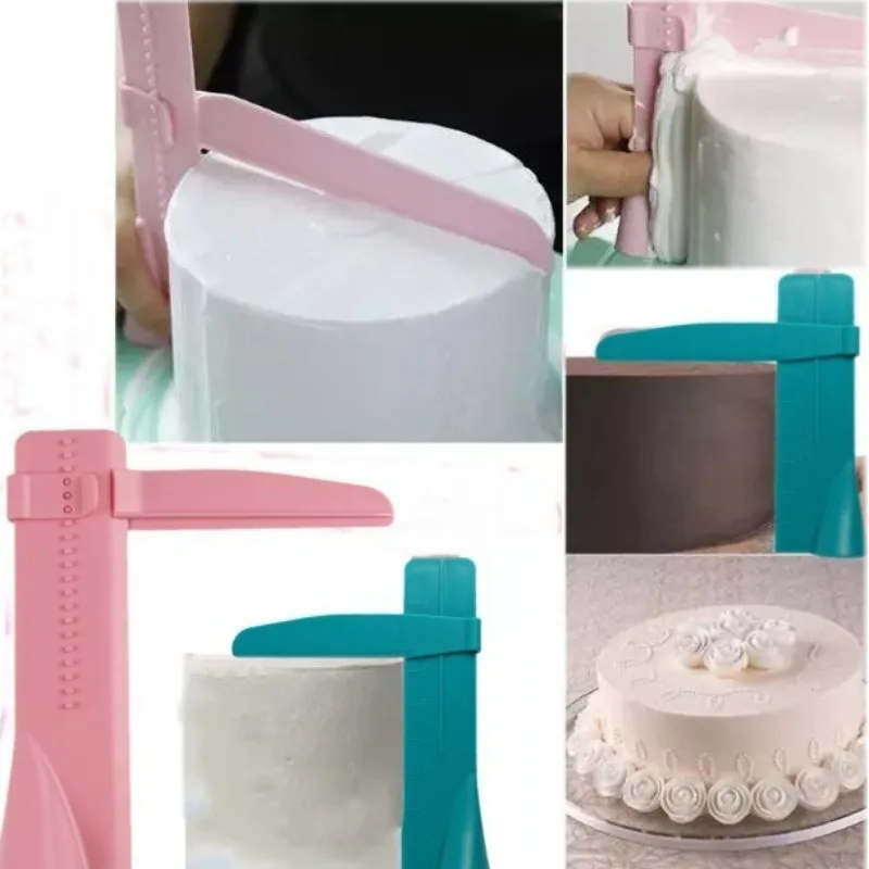 

Adjustable Height Cream Scraper Smoother Fondant Cake Edge Spatula Cream Leveling Device with Scale Ruler DIY Baking Tools