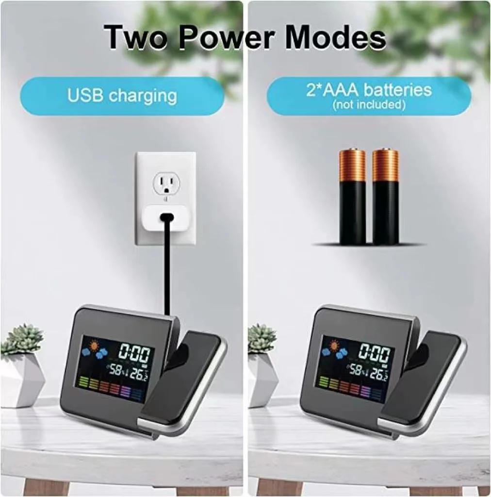 Будильник проекционный на потолок настенный цифровой с термометром гигрометром