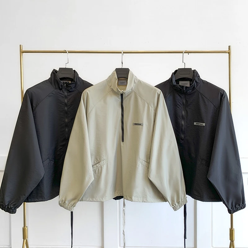 

New Men's Essentials Letter Windbreak Coat Thin Jacket Reflective Streetwear Unisex Loose Oversized Hip Hop Zipper pullover