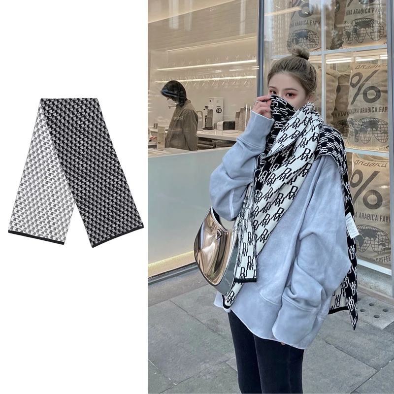 

WE11DONE T-shirt Double Sided Logo Jacquard Wool Knit Scarf Men Women 1:1 Welldone Scarf Shawl
