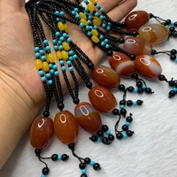 agate chalcedony manufacturer wholesale silk wrapped agate bucket bead sweater chain agate small stone sweater chain