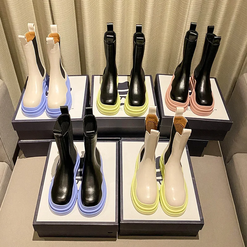 

Женские ботинки челси с толстой подошвой, в винтажном стиле