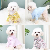 korean style pet dog pajamas solid color small medium dogs clothes coat fashion flower print cat dog pajamas chihuahua clothing