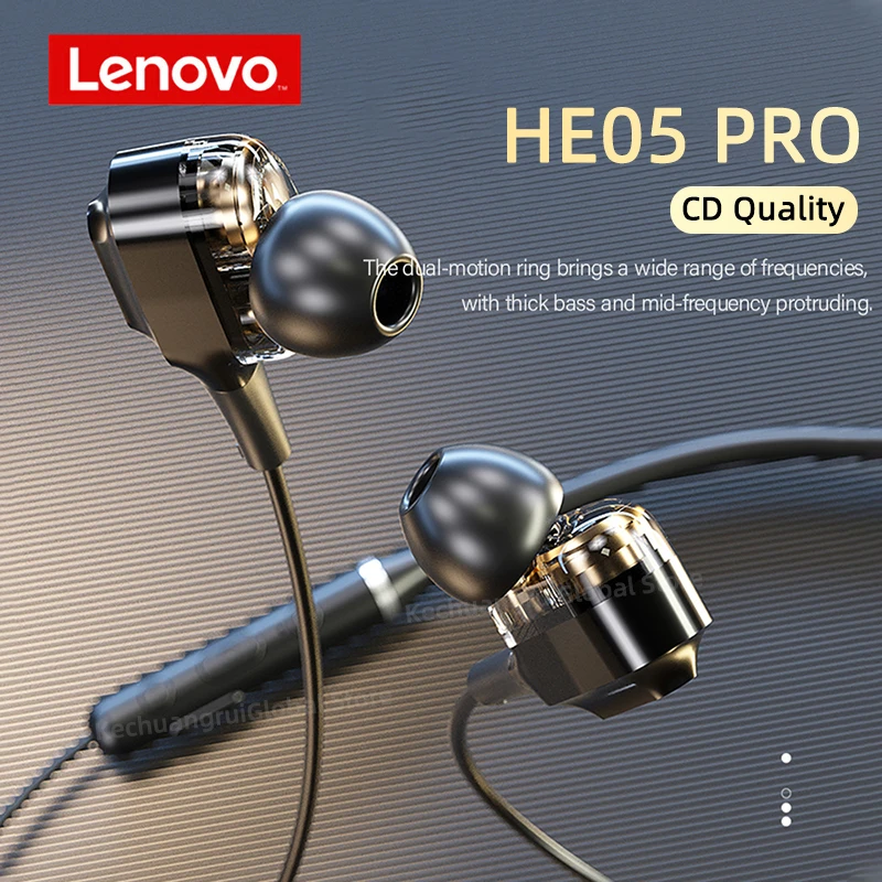 

Original Lenovo HE05 Pro Wireless Bluetooth Earphones Magnetic Neckband Earbuds HIFI Sound Sports Headphones IPX5 Waterproof