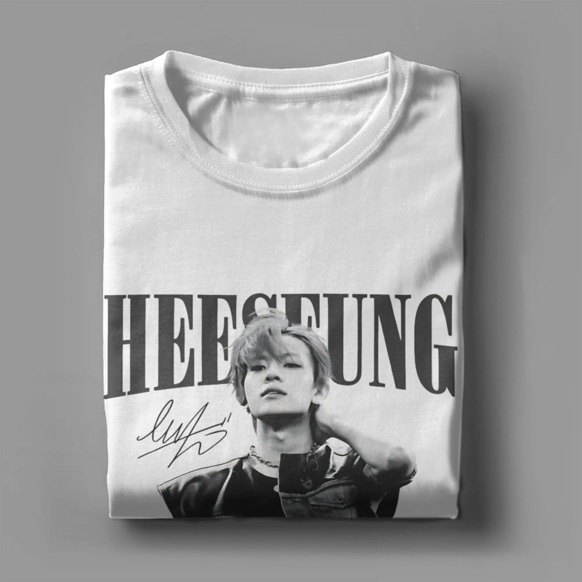Фото Мужские футболки Lngshots Kpop Heeseung, 100% хлопок, летние винтажные футболки с коротким рукавом, круглым вырезом, повседневные, для отдыха №4