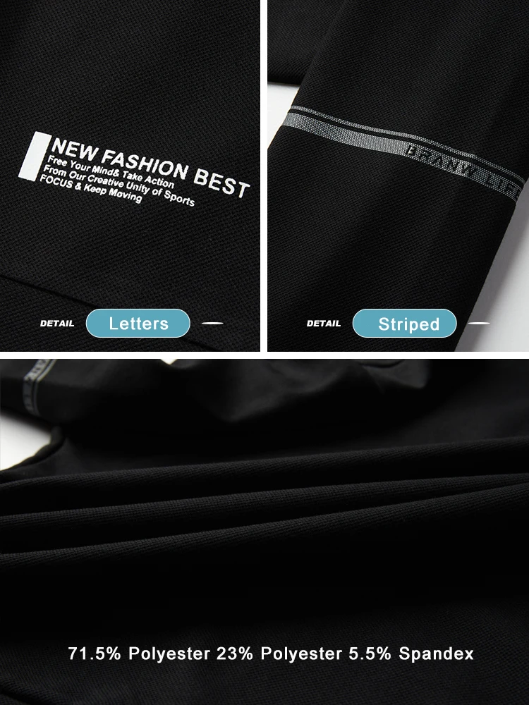 Мужская спортивная одежда черного и серого цвета размера плюс дышащий