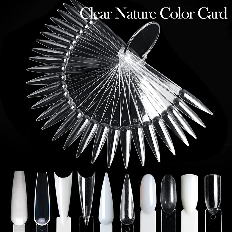 

50PCS Tips Clear Nail Swatches Color Card Display Chart Gel Polish Template Nail Art Sample Stand Acrylic Palette