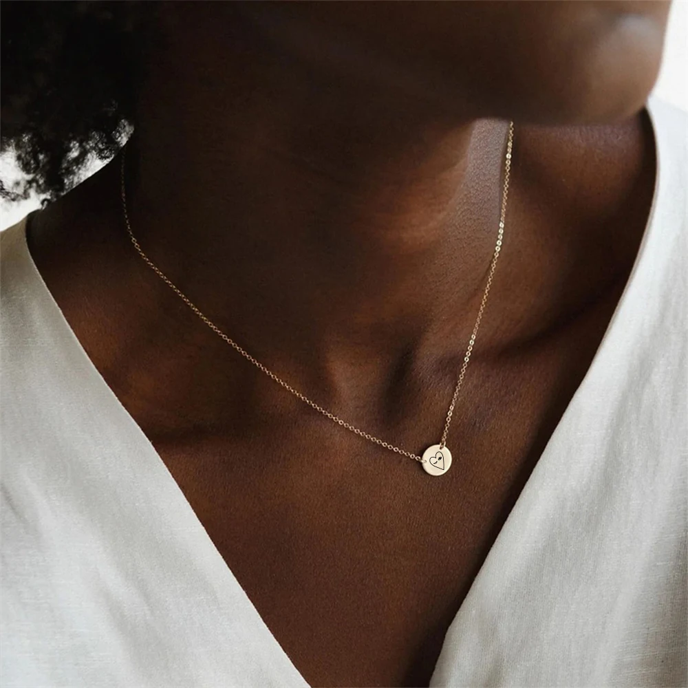 Orazio Customized 14K Gold Necklace for Women Stainless Steel Engraved Neck Chain Couple New Accessories Gift Jewelry Wholesale