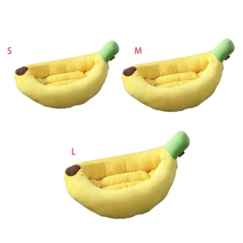 

Y5LE Plush Dog Bed Pet Cushion Banana Shape for Cat Banana Beds for Indoor Cat