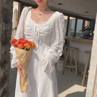 niggeey chic elegant woman dress vintage puff sleeve summer chiffon dress party evening dresses for 2022 korean fashion clothing