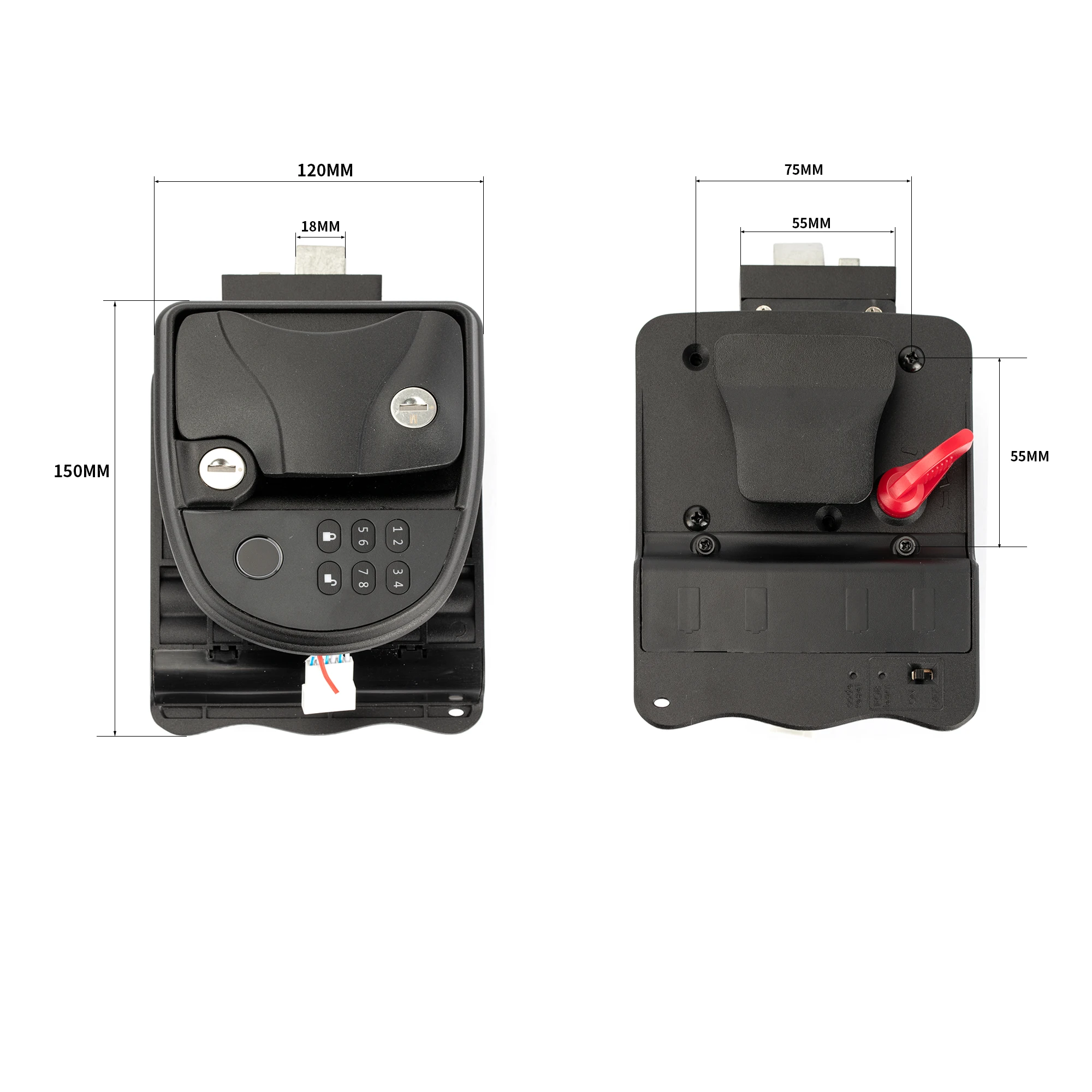 "RV Keyless Entry Door Lock with Fingerprint Handle Waterproof Lock Latch Handle Latch with