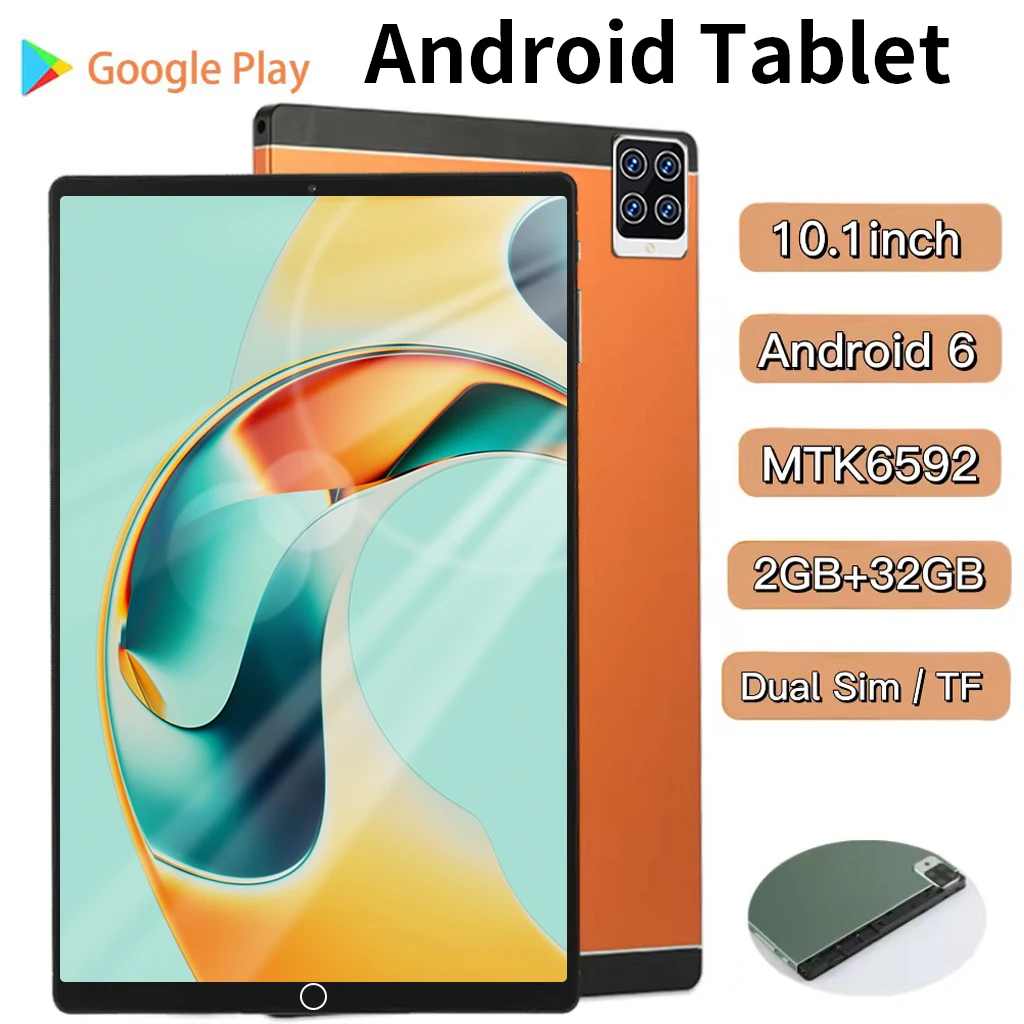 2023 Versione Globale Tablet 10.1 Pollici Android 6.0 Tablet 2Gb 32Gb Rom 3500Mah Mtk592 8 Core Google Play Dual Wifi 4G 5G Pc