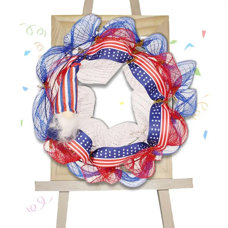 

Венок для входной двери 4 июля, праздничный патриотический венок для входной двери, праздничный венок для Дня независимости, деревенский де...