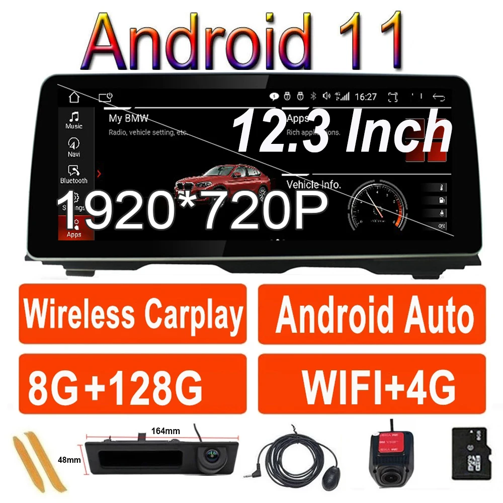 $331.80 12.3 Inch 1920*720P Car Player GPS Navigation Multimedia Android 11 For BMW 5 Series F10 F11 2010-2016 CIC NBT System