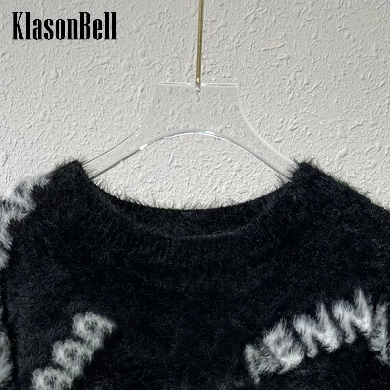 

11.7 KlasonBell Vintage Casual Letter Print Loose Wool Knitted Pullover Sweater Women