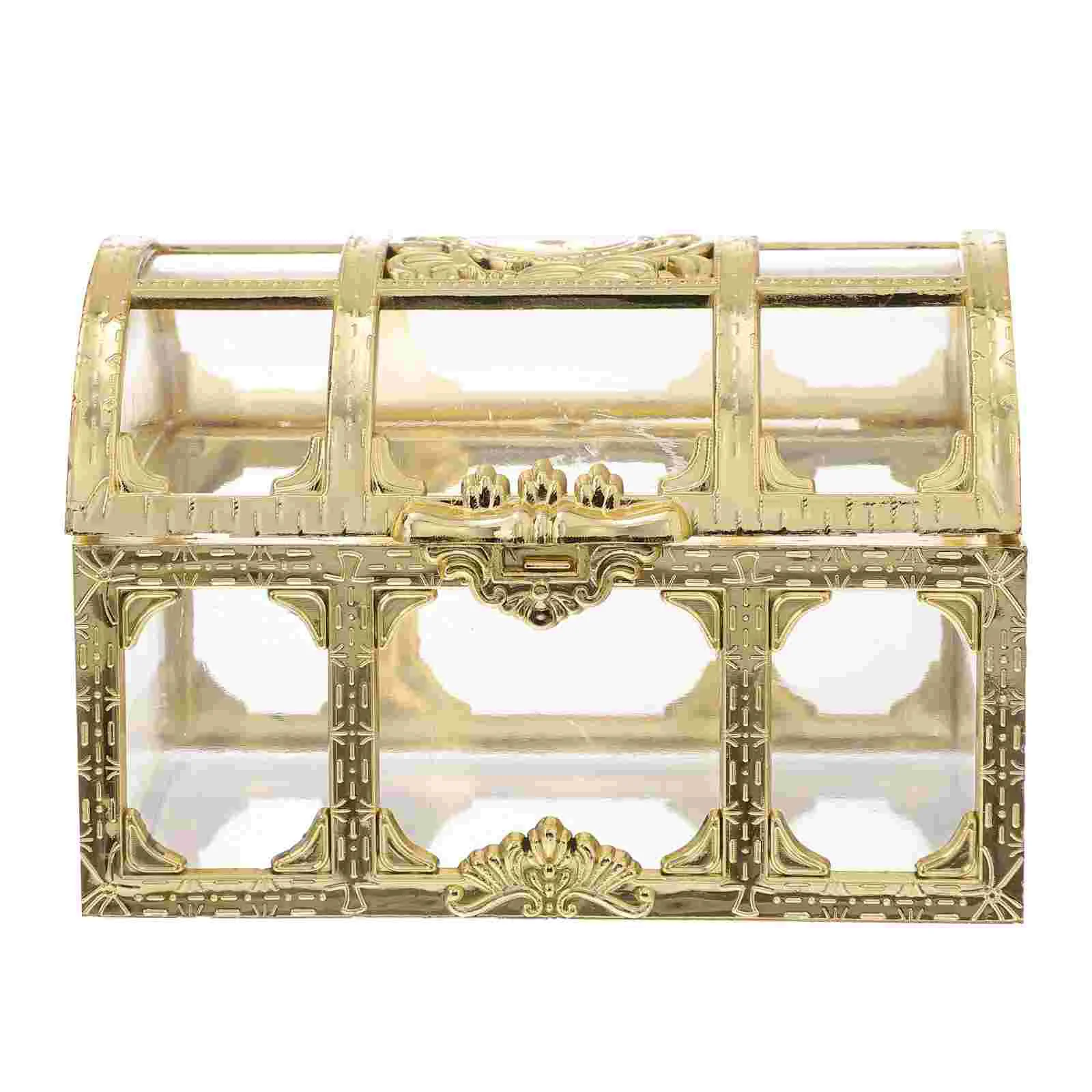 

Treasure Box Pirate Kids Jewelry Prizes Transparent Toy Crystal Storage Party Boxes Favors Decor Toys Vintage Candy Mini