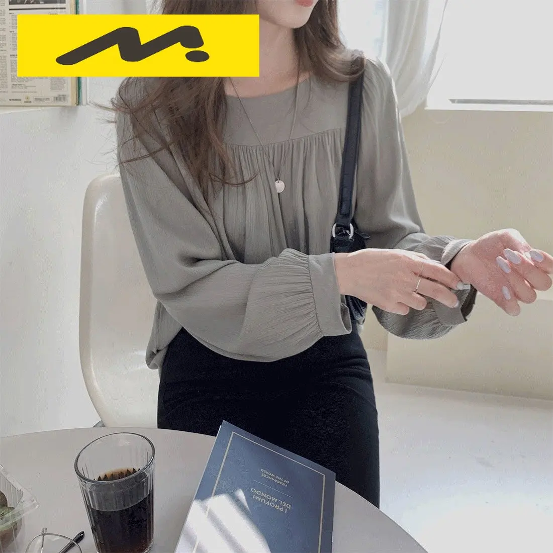 

CGC Spring Silk Women Shirt Casual Puff Sleeve Blouses Loose Korean Style Female Top Chiffon Street Shirts Pullover Blouses