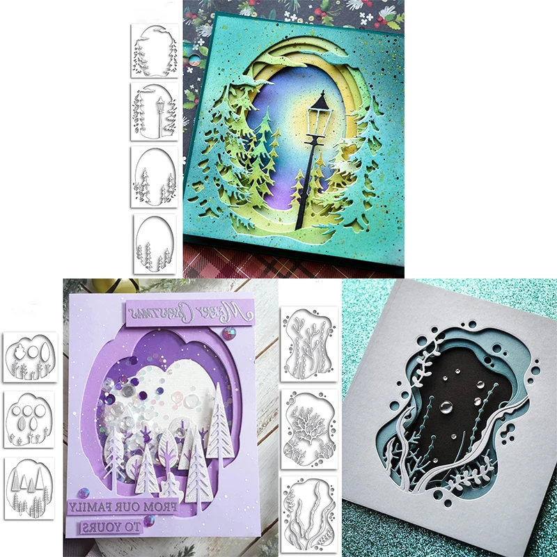 Metal Cutting Die For Christmas DIY Scrapbook Photo Album 3D Greeting Card Decoration Creative Tree Overlapping Frame 2022 NEW