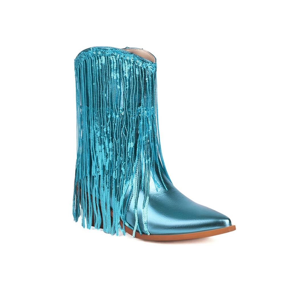 Женские ботинки с золотистыми блестками и кисточками блестящие Серебристые в