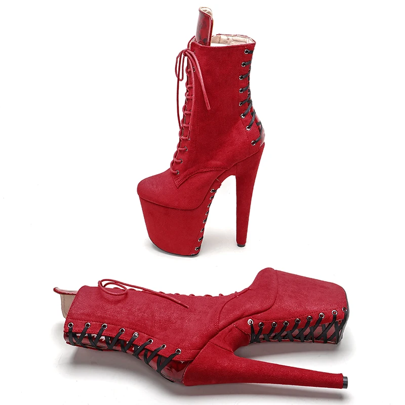 Leecabe  20CM/8inch Suede upper Pole dancing shoes High Heel platform Boots  Pole Dance boots
