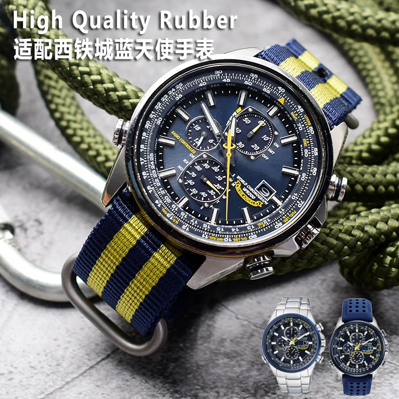 high quality Nylon Watch Strap for Citizen Air Eagle Blue Angel At8020 Jy8078 Second Generation NATO Nylon Watchband 22mm 23mm