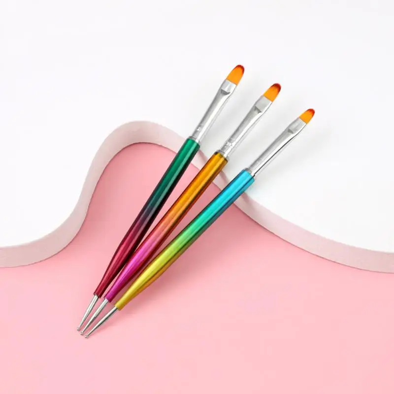 

3PCS/Set Dual End Nail Art Dotting Pen Acrylic Drawing Liner Flower Brush Rhinestone Crystal UV Gel Painting Manicure Tool