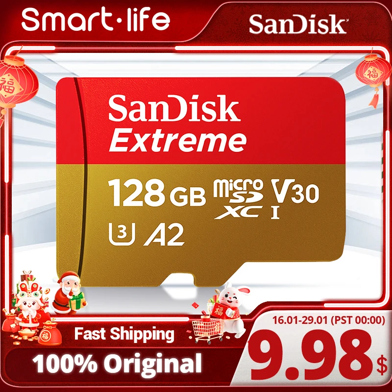 

Original SanDisk Extreme Micro SD Card Class10 TF Card 32GB 64GB 128GB Microsd Memory Card 256gb Up to 160MB/s Flash Memory Card