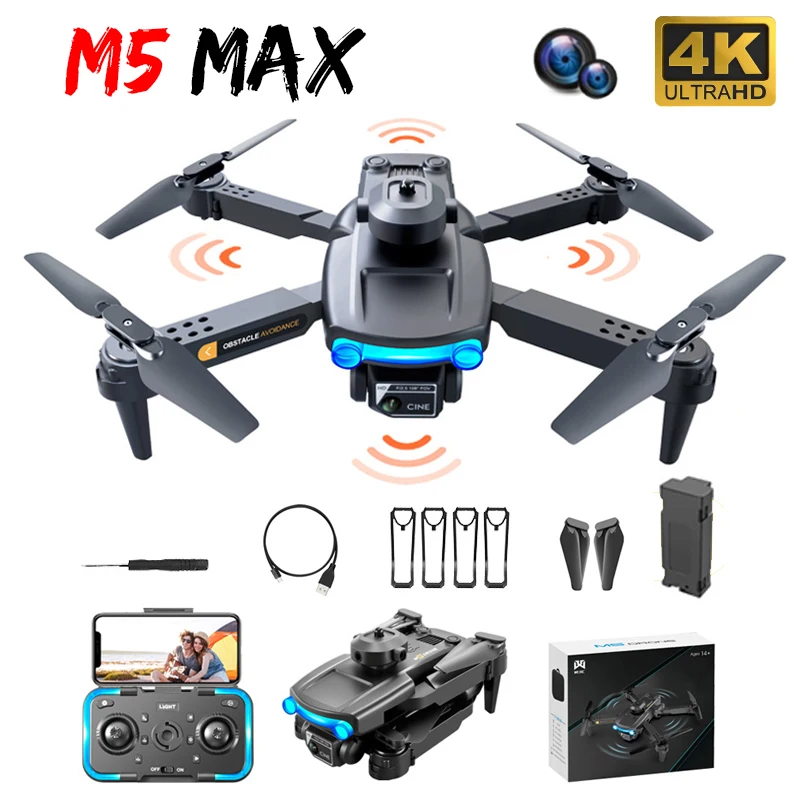 

Дрон Профессиональный 4K M5 Pro с HD-камерой, Квадрокоптер, препятствия, Аэрофотосъемка, радиоуправляемые игрушки, 2022