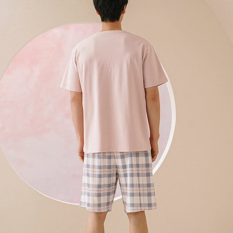 Men Summer Pajamas Sets Short Sleeve Shirt With Pants Cotton Eco Fabric Casual Lounge Home Male Confort Sleepwear