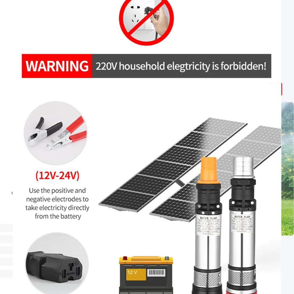 300 Вт DC48V Солнечный глубоководный насос с подъемником 23 м и расходом воды л в час
