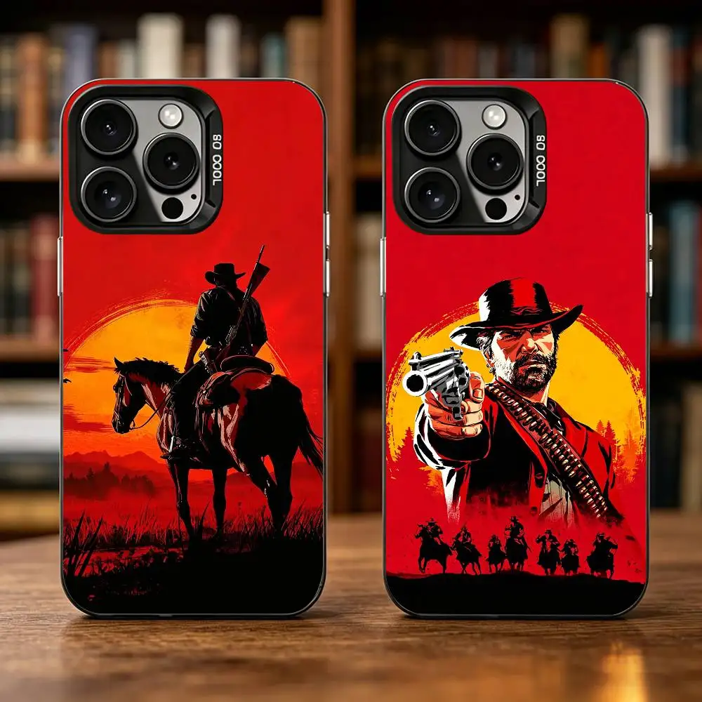 Фото Красный чехол Red D-Dead R-Redemption 2 для iPhone 17, 16, 15, 14, 13, 12, 11 Plus, Pro Max, XS, цветной серебристо-черный чехол №1