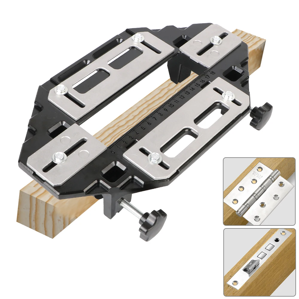 

Hinge Hole Opener Hidden Gate Slotting Woodworking Wood Door Positioning Slotter Lock Guide Plate Locator With Spanner