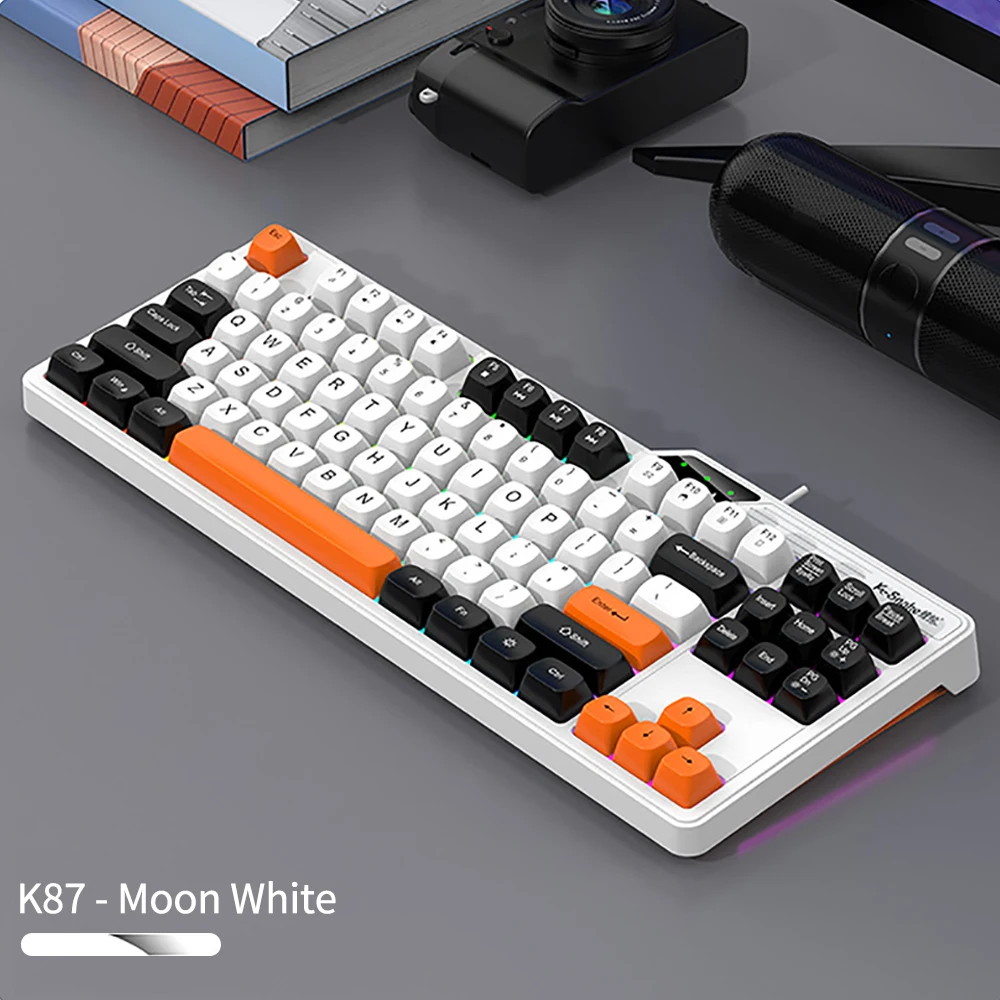 Проводная Механическая USB клавиатура K87 с шариковой крышкой игровая цветным