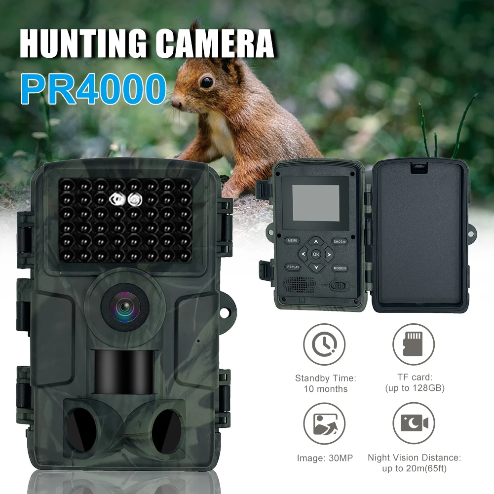 

Охотничья тропа PR4000 32 МП, 1080P, Wi-Fi, камера для дикой природы с ночным видением, активацией движения, уличная камера для тропы, фотоловушка