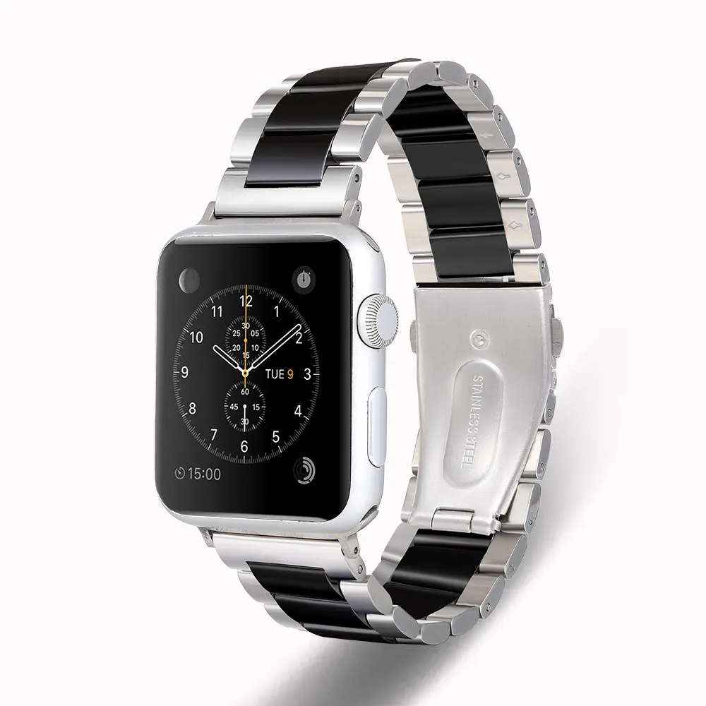 Metal+Ceramic Strap For Apple watch 49mm 45mm 44mm 42mm 41mm 40mm Stainless Steel Bracelet Belt iWatch UItra 8 7 6 5 4 3 SE band