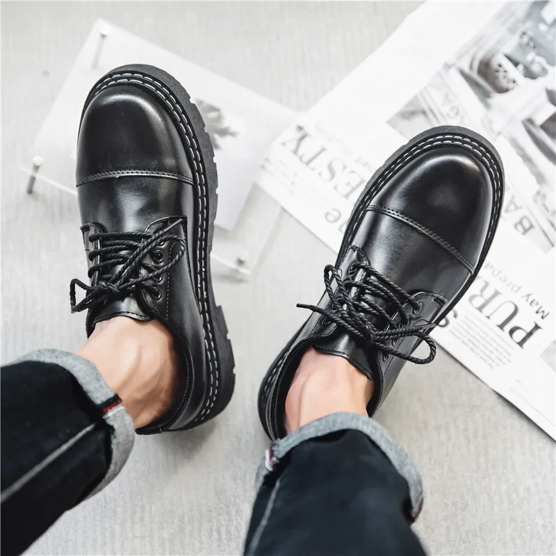 

Мужские туфли оксфорды из лакированной кожи, черные классические деловые туфли на платформе, удобные свадебные туфли, новинка на осень