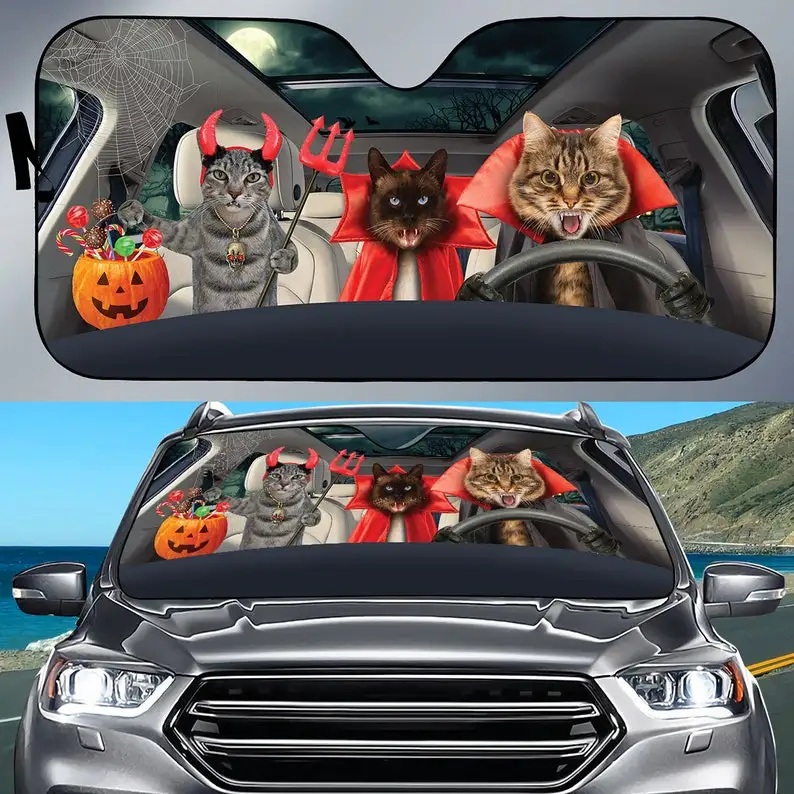 

Tabby Cat Halloween Costume Windshield, Tabby Cat Halloween Windshield, Halloween Car Decor FBMH160809