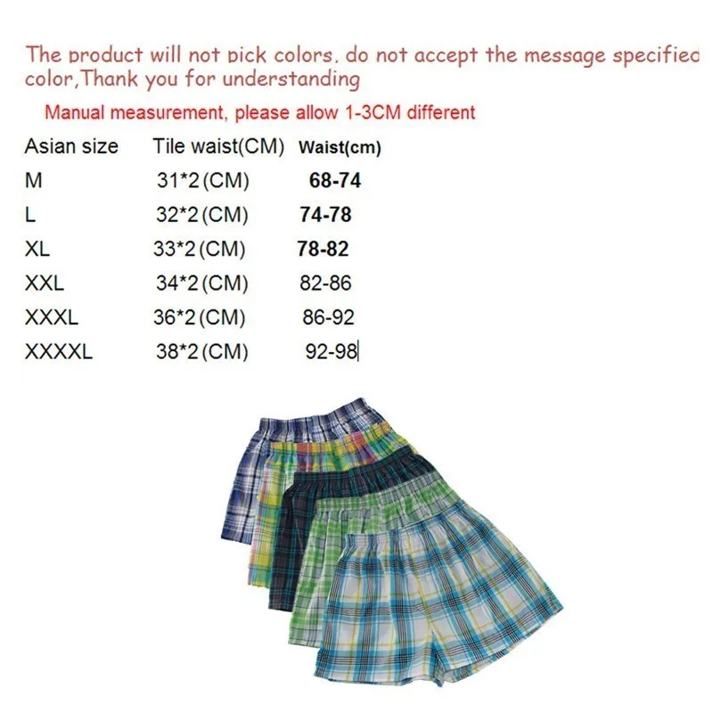 M-XXXXL mens underwear boxers loose shorts Classic Plaid Men Boxer Shorts Mix Colors Trunks Cotton Cuecas Underwear