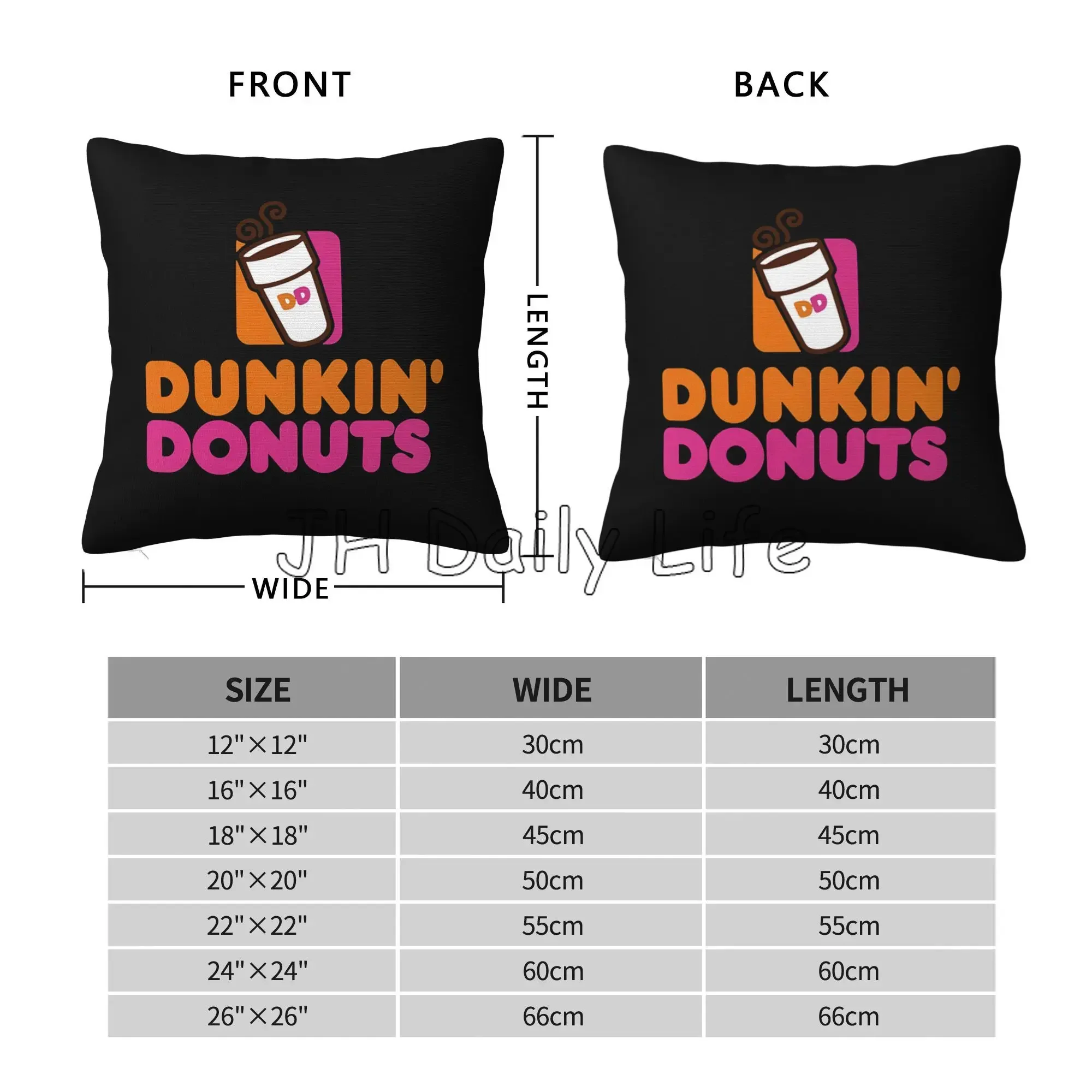 Фото Квадратная наволочка с принтом пончиков Dunkin, мягкая уютная наволочка для дома, дивана-кровати, украшение автомобиля, чехол для подушки 18x18 дюймов №2