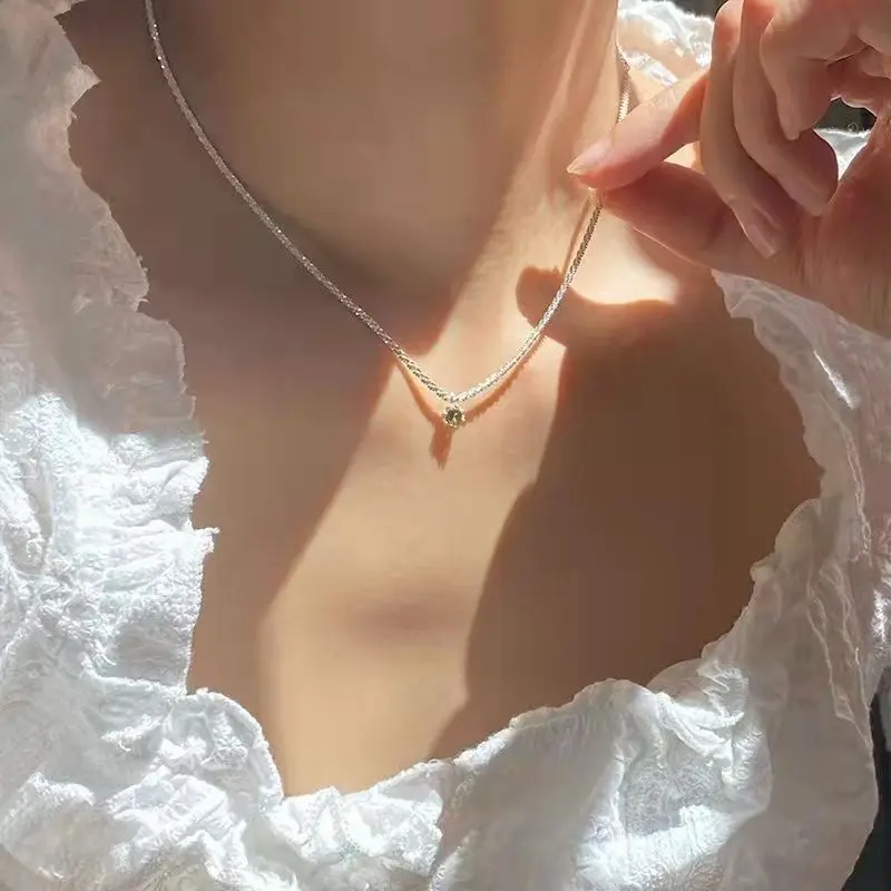 Кокосовое ювелирное изделие 2022 серебряного цвета сверкающая цепочка до ключиц