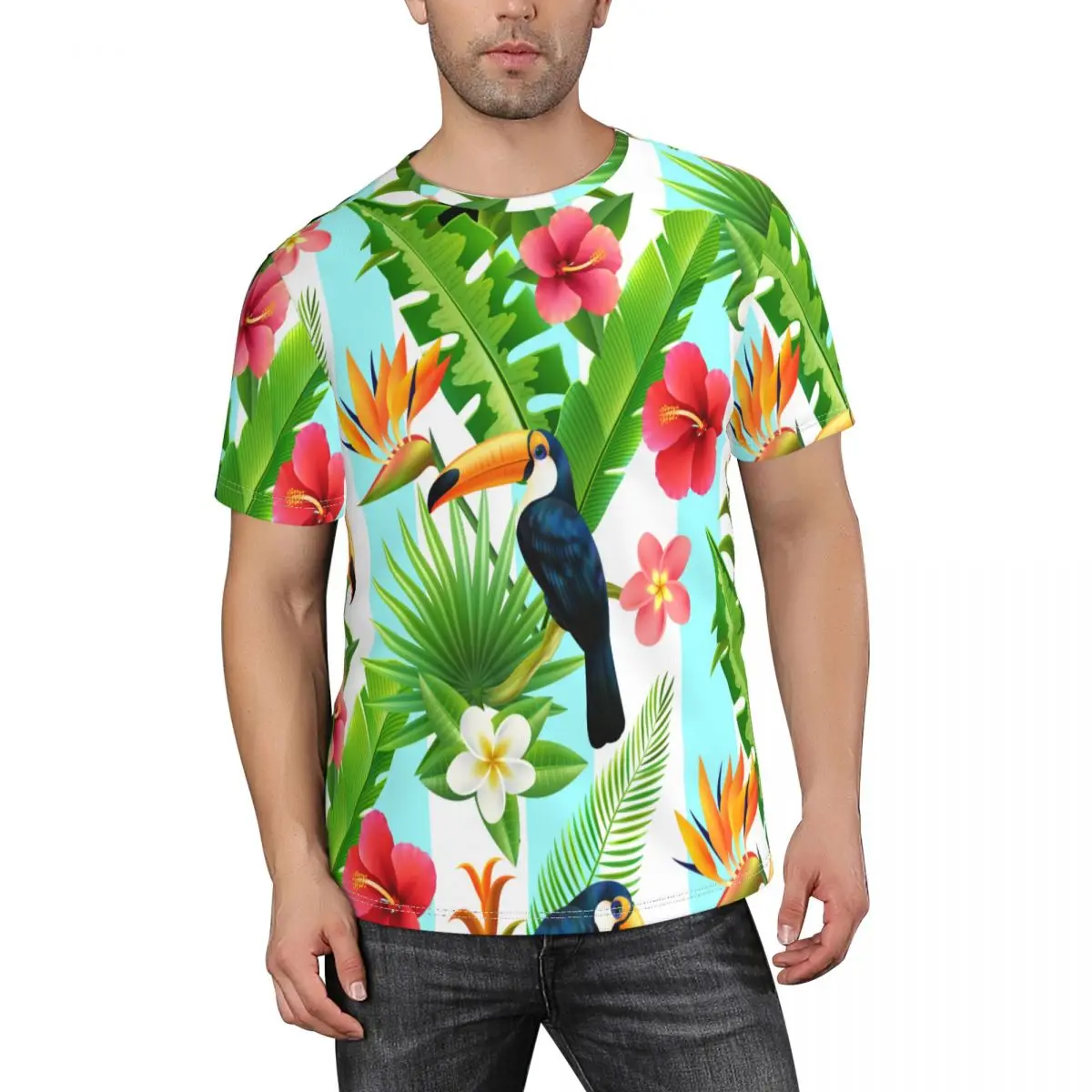 

Men's T Shirt Short Sleeve Men T-Shirt O-Neck Rainforest Toucan Short Sleeve Man Tee Shirt Clothing