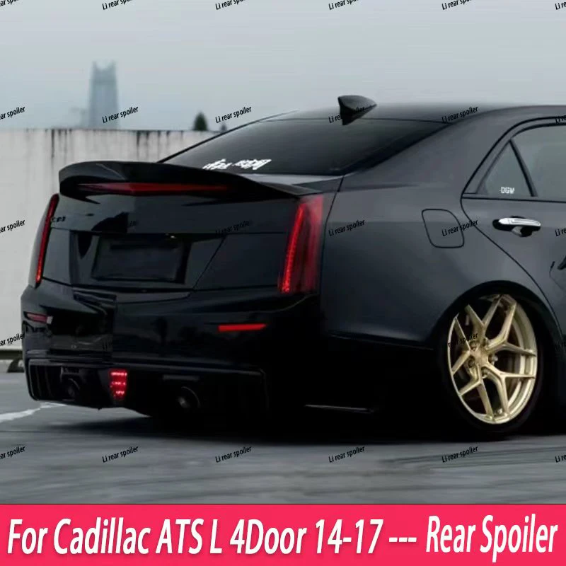 Фото Для Cadillac ATS L 4-дверный 2014-2017 г.в. Задний спойлер из кованого настоящего карбона, глянцевый черный, высокое качество, в стиле JDM №5
