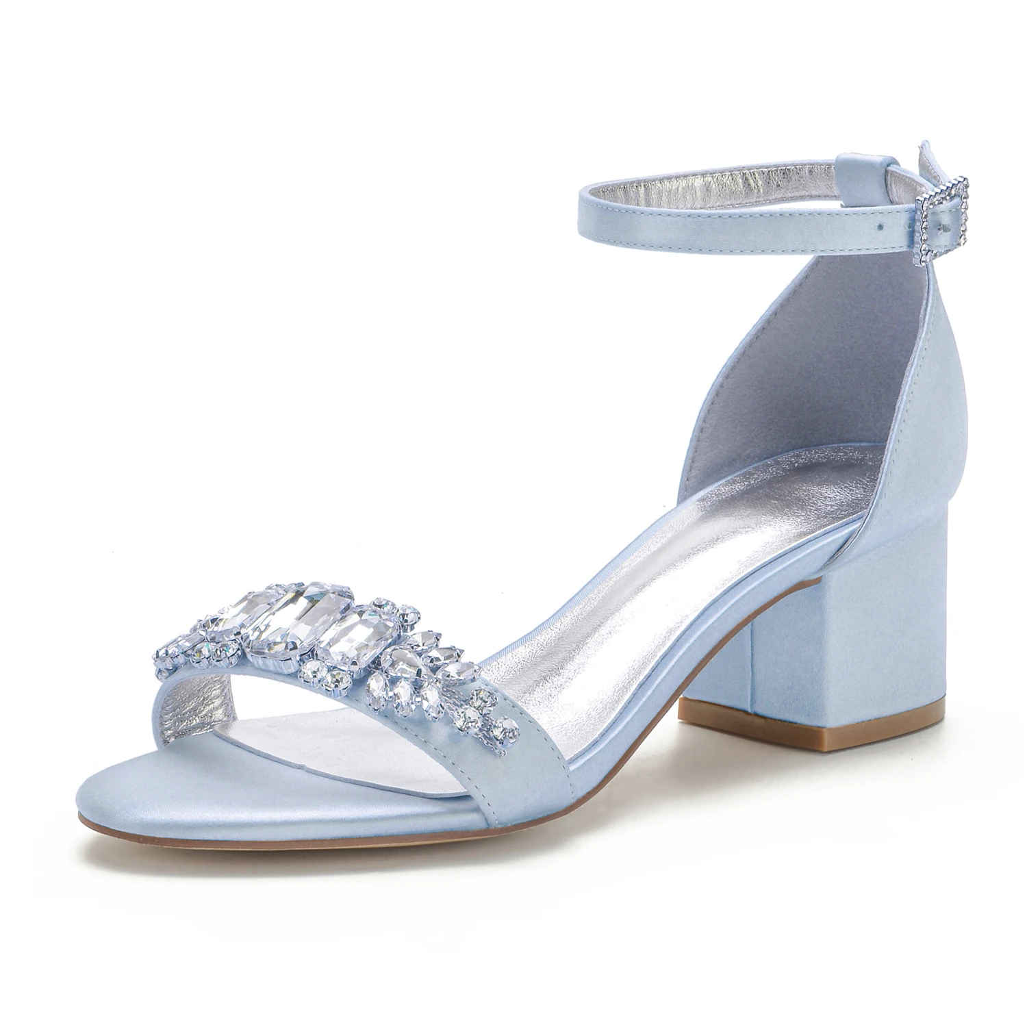 

MarHermoso Woemns Satin Wedding Sandals Summer Sandals Glitter Silver Party Shoes