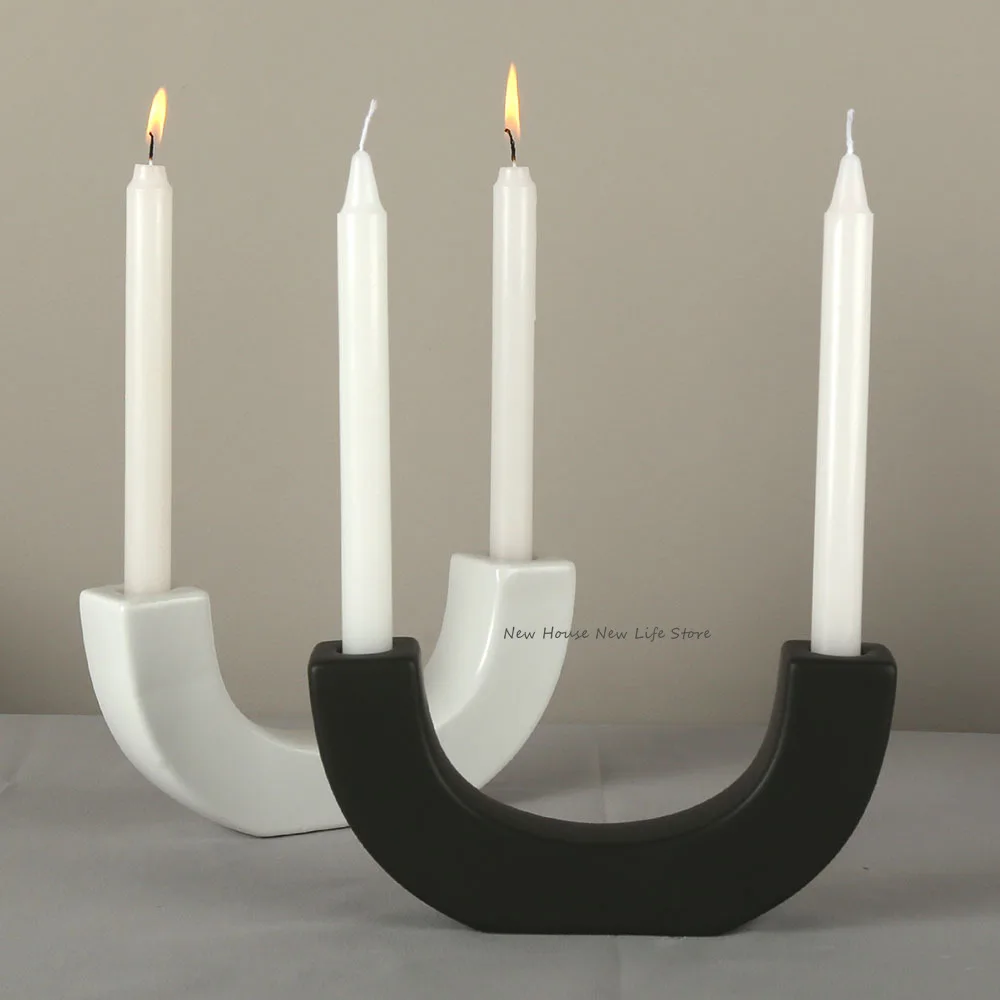 Silicone Mold Arched Double Hole Candlestick Holder Casting Mould Concrete Resin Molds Casting Molds