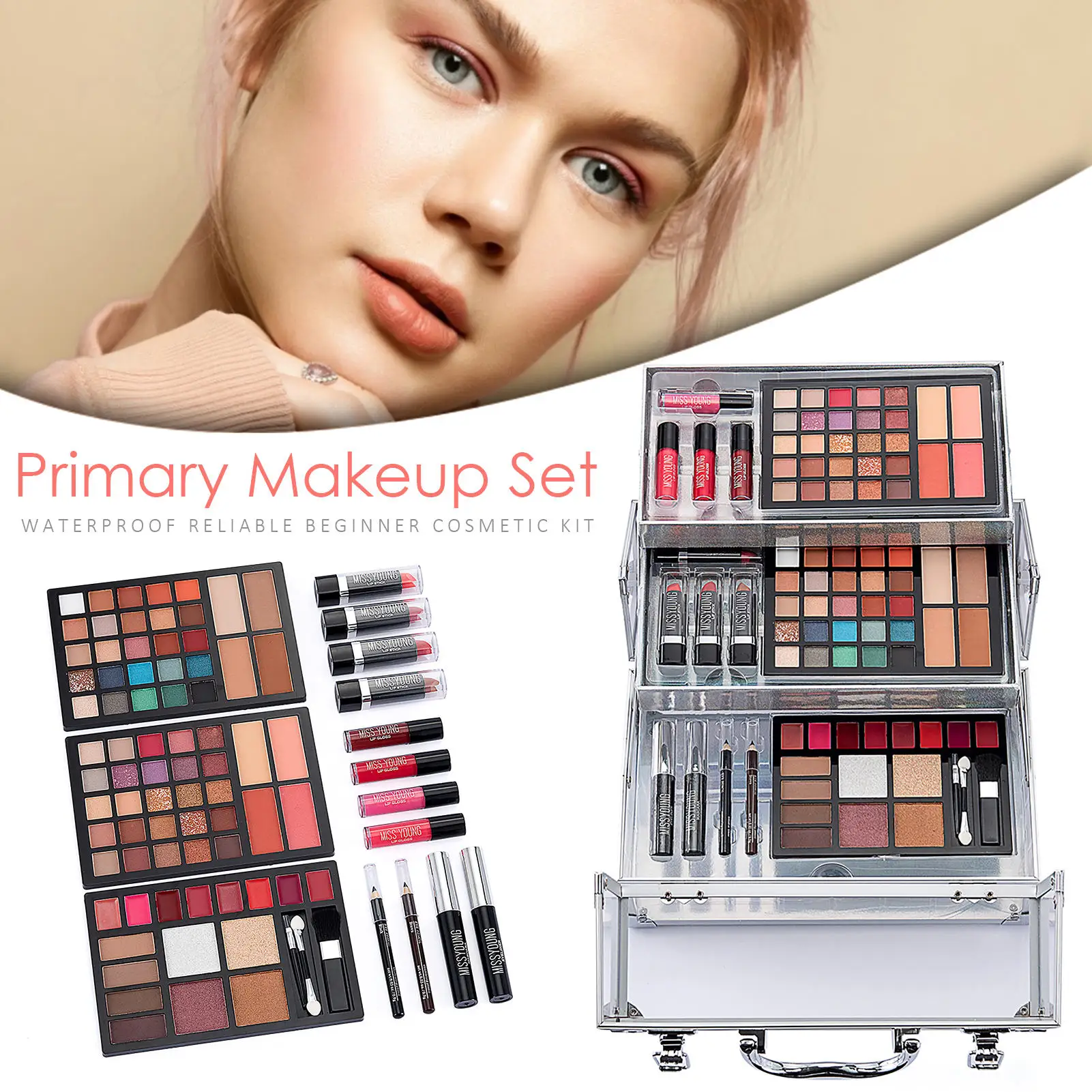 

89PCS Make-up Palettes Set Multi-purpose All-in-One Makeup Kit Makeup Gift Set Makeup Essential For Beginner Lip Gloss Blush