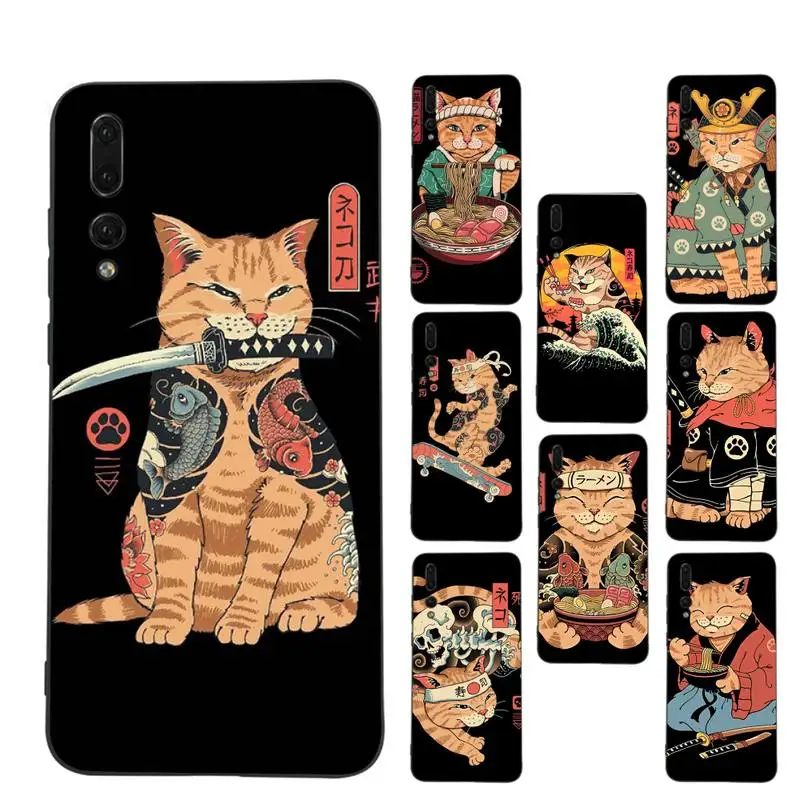 

RuiCaiCa Ramen Japan Cat Phone Case Soft Silicone Case For Huawei p 30lite p30 20pro p40lite P30 Capa